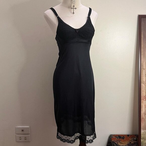 Dresses & Skirts - Vintage Black Lace Slip Dress